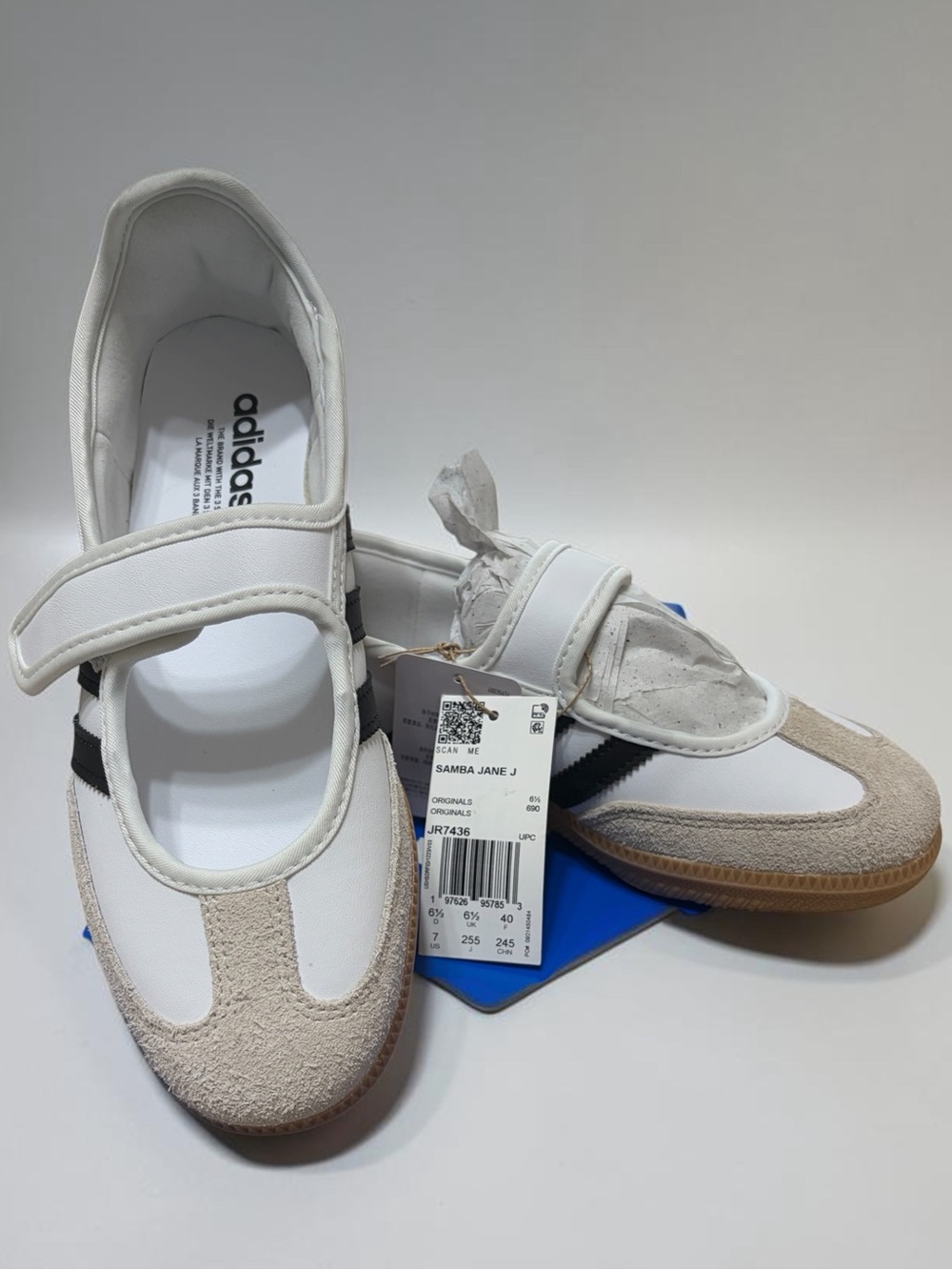 adidas Mary-Jane Samba Sneakers in White, Black & Gum Sz 7 NWT - Picture 3 of 8